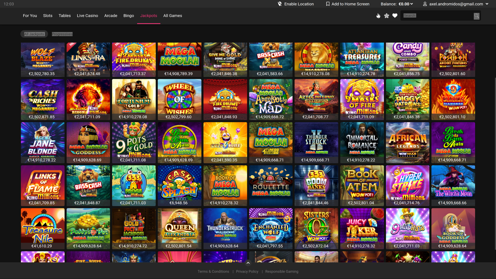 Spin Galaxy Casino Desktop Jackpot