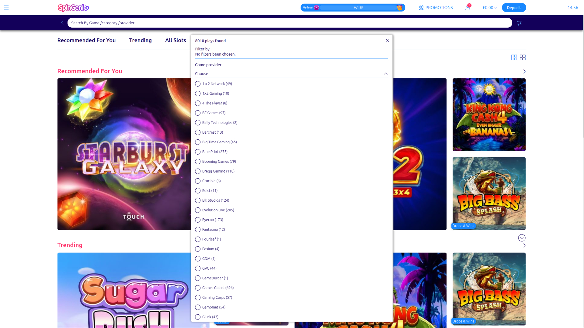 SpinGenie Casino Desktop-Spielentwickler