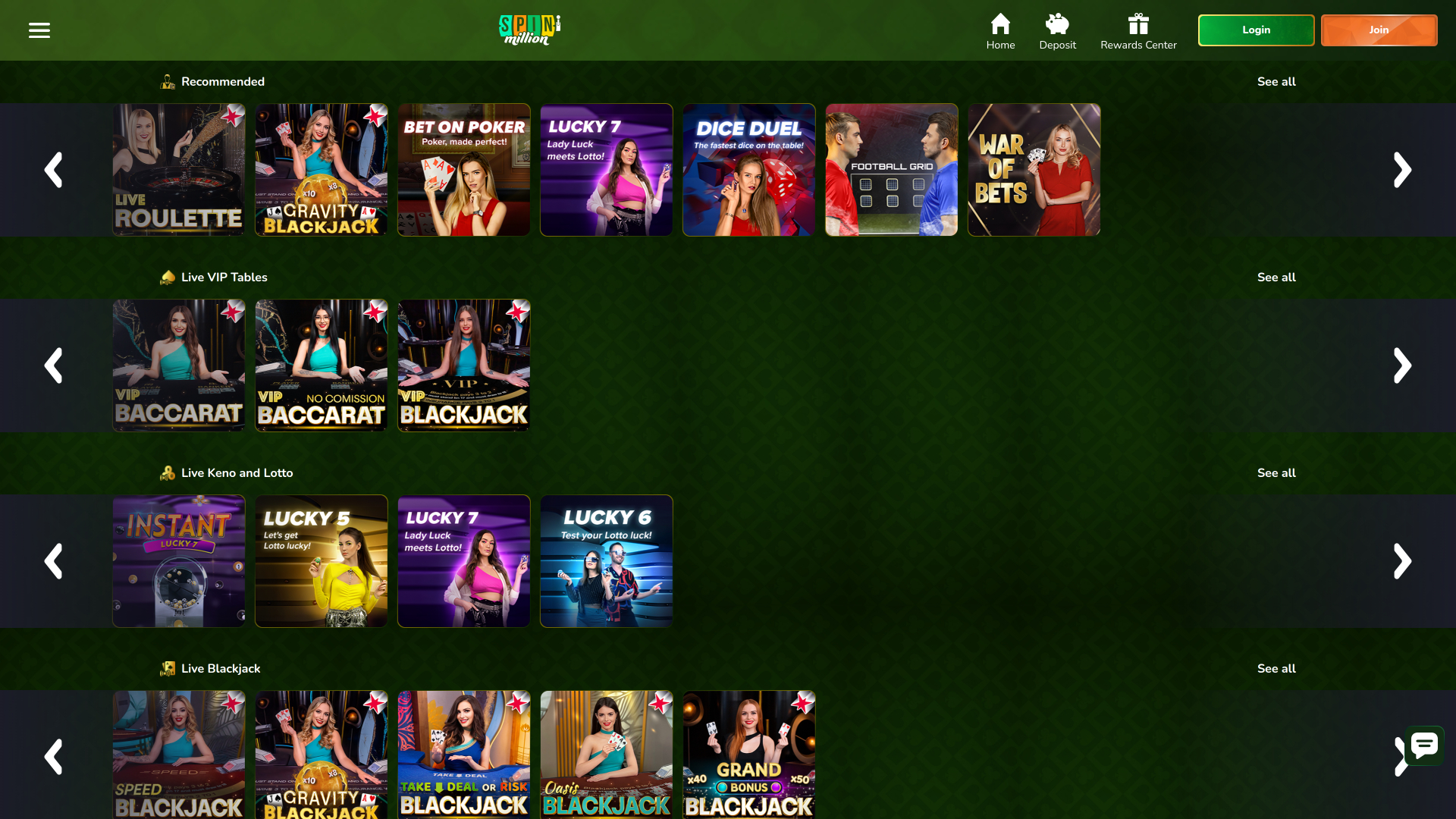 Casino Spin Million con crupier en vivo para escritorio