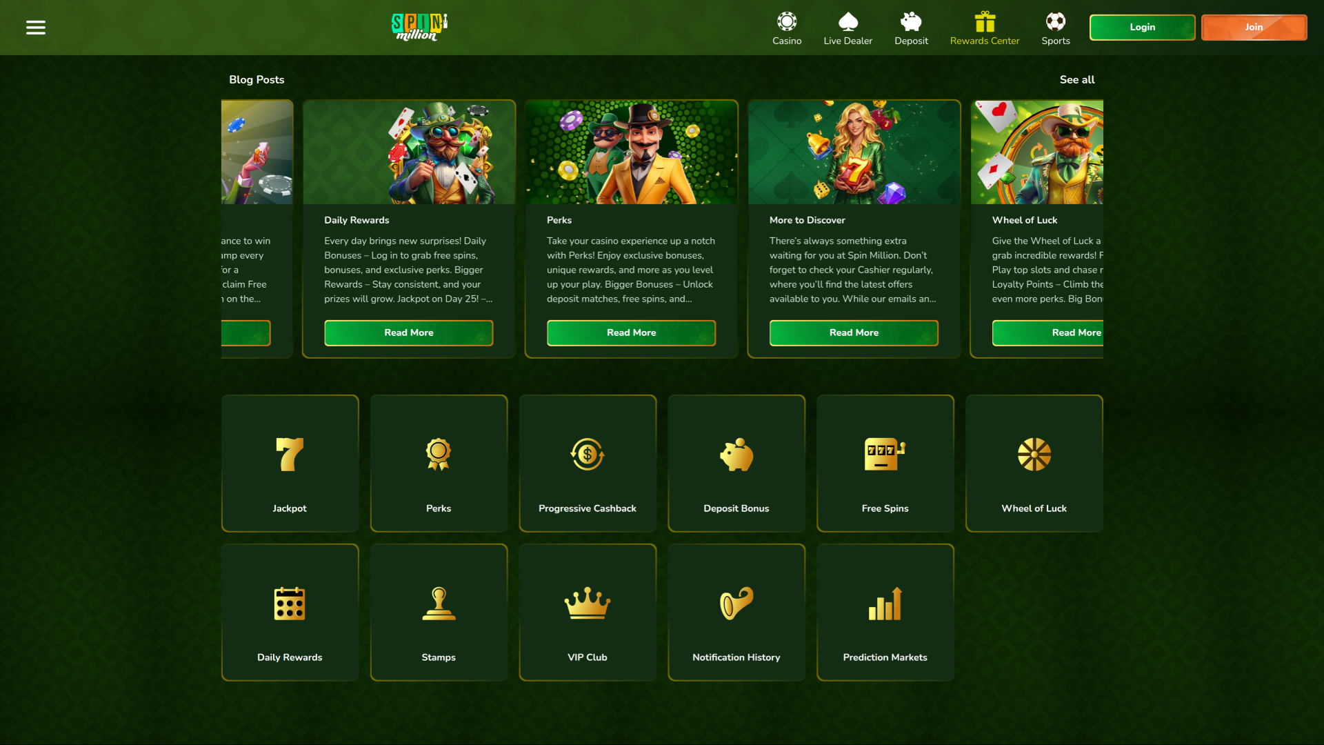 Promoções do Spin Million Casino para computador