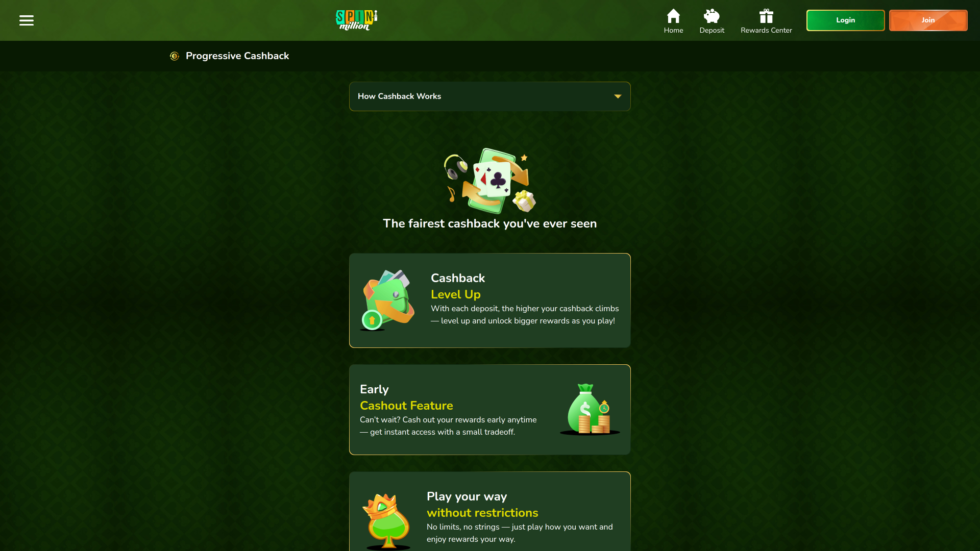 Promociones de escritorio del casino Spin Million