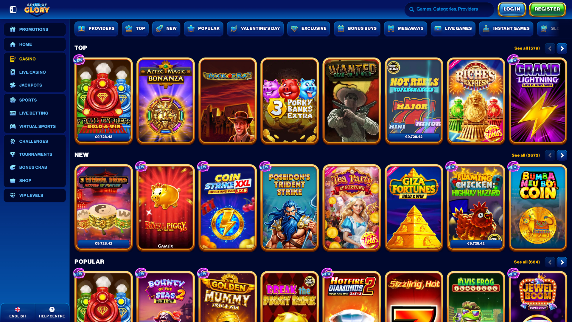 Jeux de casino Spin Of Glory sur ordinateur