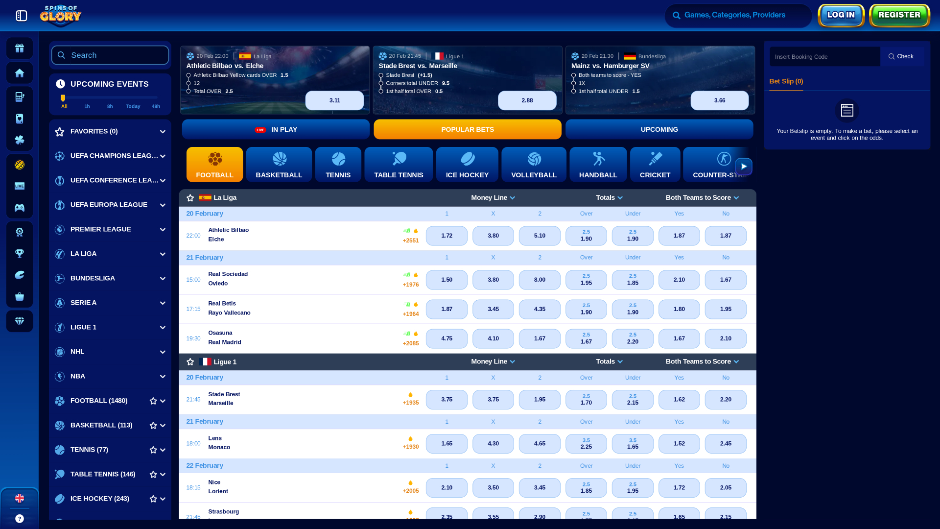 Spin Of Glory Casino Sports sur ordinateur