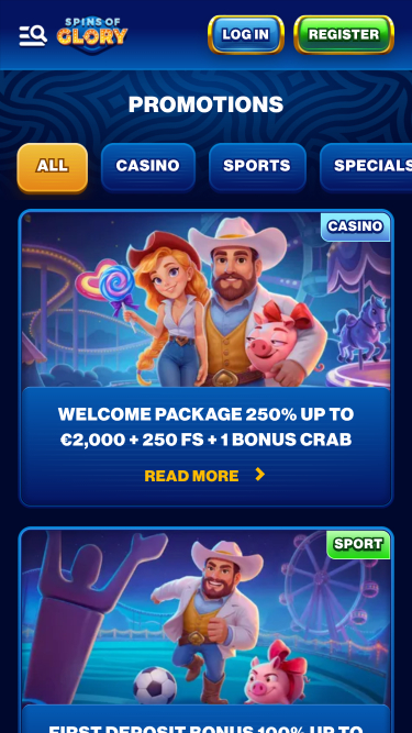 Promotions mobiles du casino Spin Of Glory