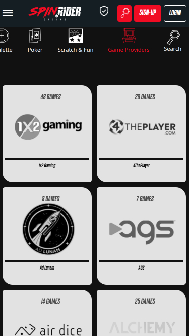 Desarrolladores de juegos móviles de Spin Rider Casino