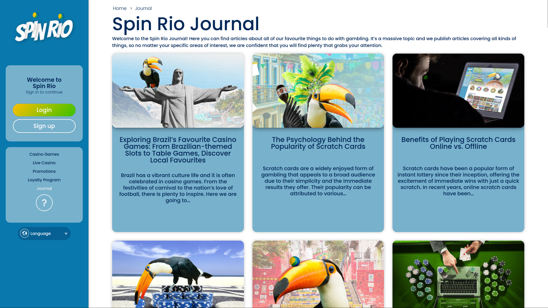 Journal de bureau de Spin Rio Casino