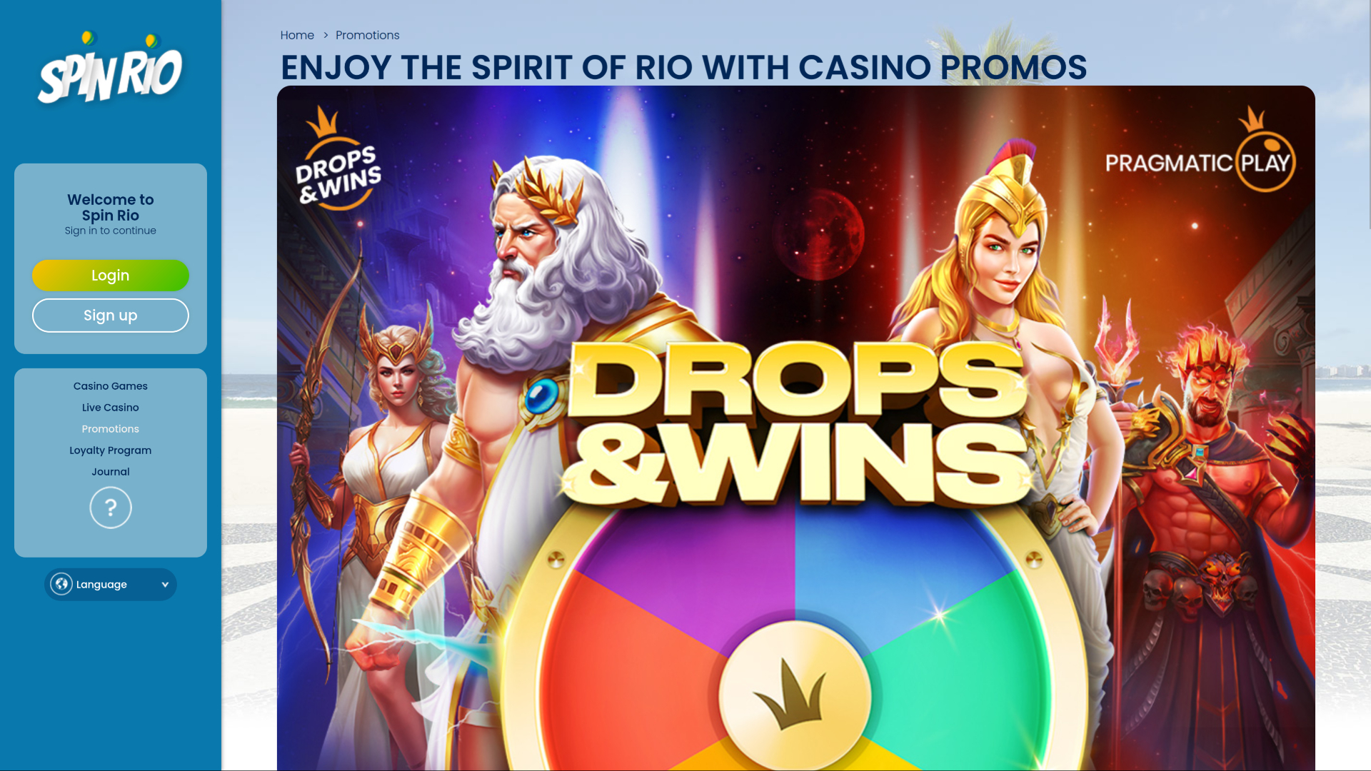 Promotions de bureau de Spin Rio Casino