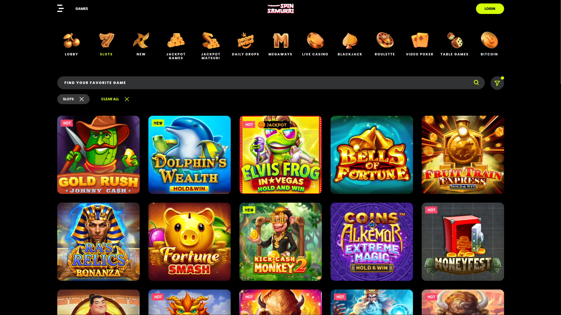 Spin Samurai Casino Desktop Games