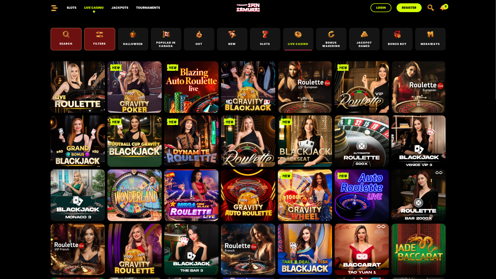 Casino Spin Samurai pour ordinateur avec croupier en direct