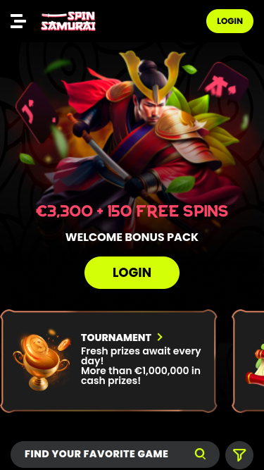 Spin Samurai Casino Mobile Homepage