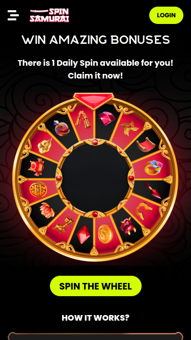 Spin Samurai Casino Mobile Spin Wheel
