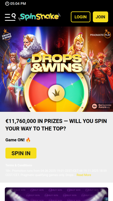 Promotions mobiles de Spin Shake Casino
