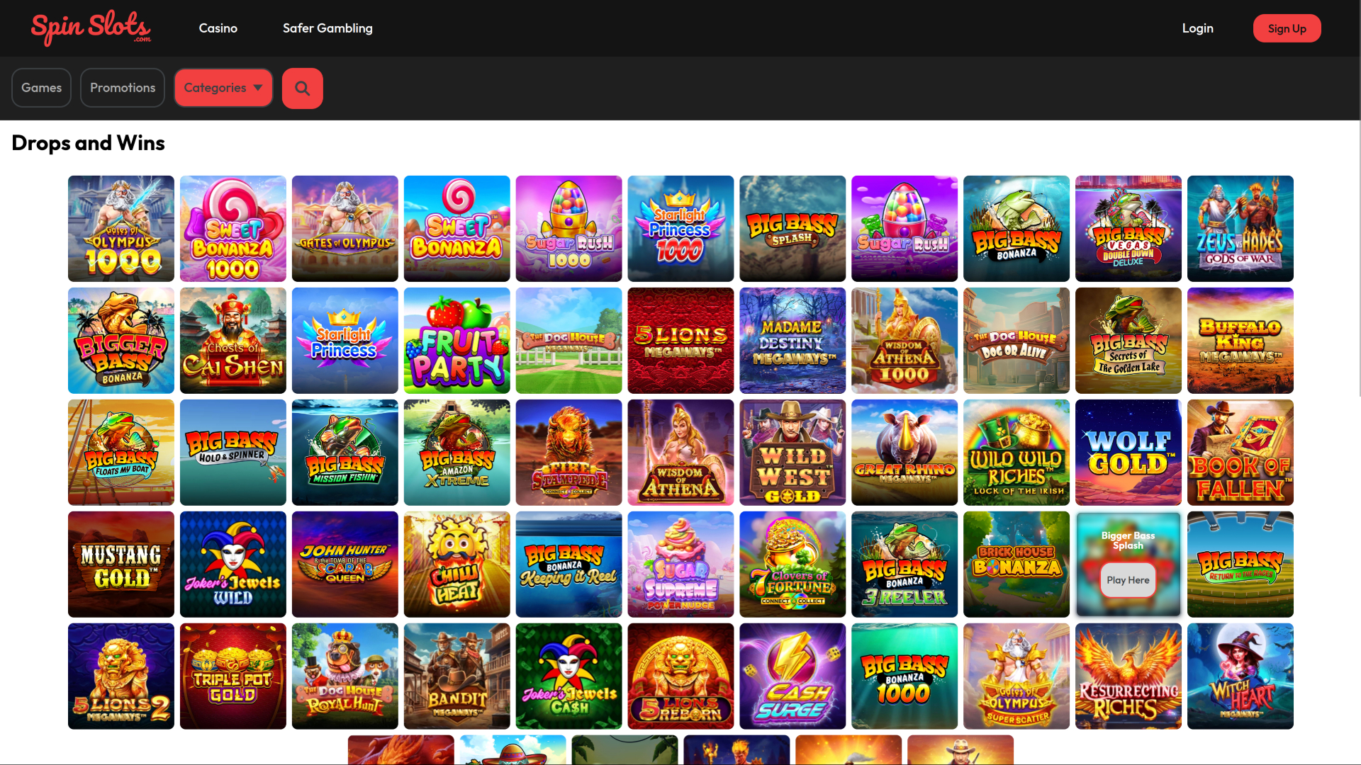 Drops and Wins sur bureau de Spin Slots Casino