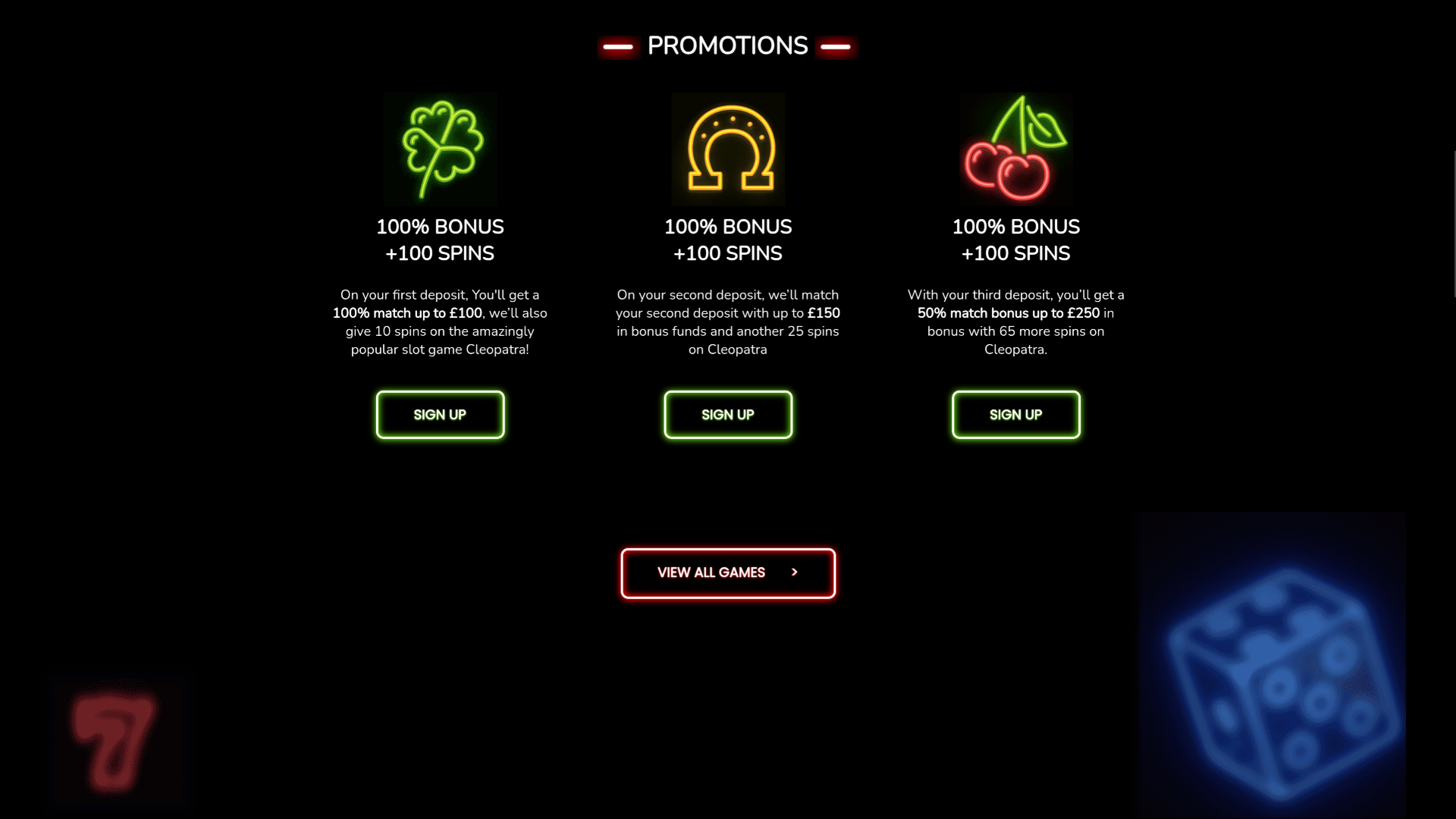 Promotions de bureau de Spin Slots Casino