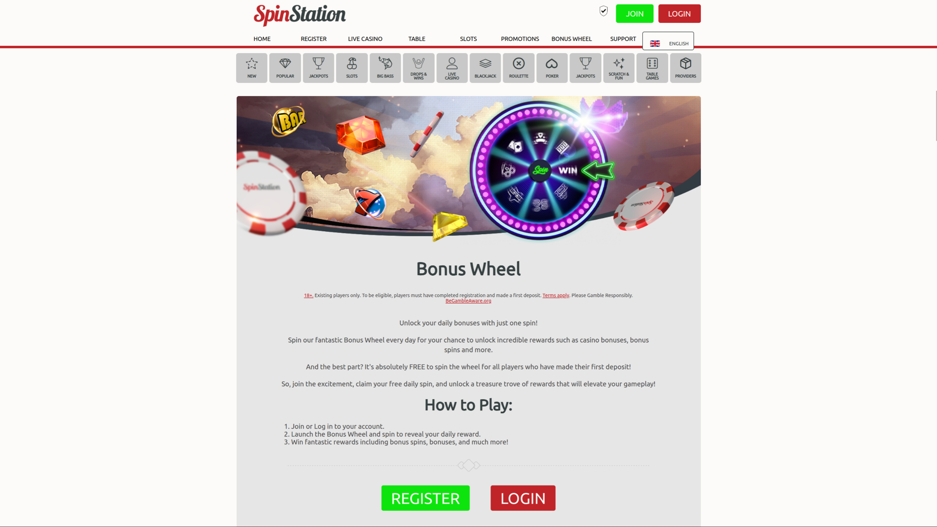 Roue bonus de bureau de Spin Station Casino