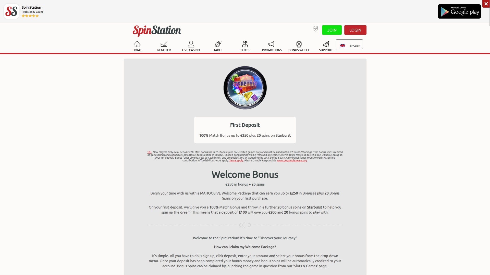 Promotions de bureau de Spin Station Casino