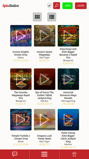 Jackpot mobile de Spin Station Casino