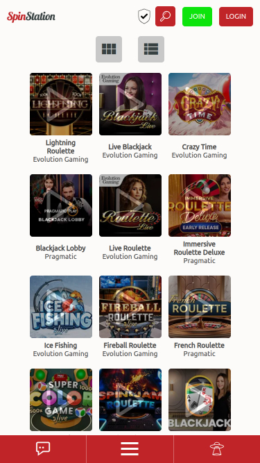 Croupier en direct mobile de Spin Station Casino