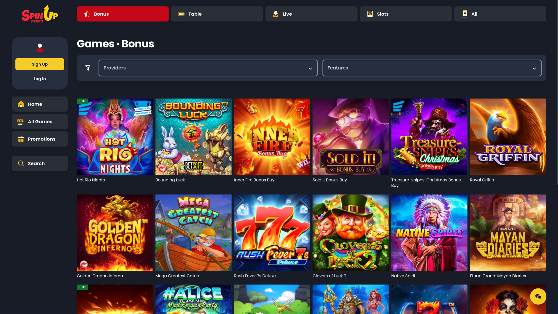 Jeux bonus de bureau de Spin Up Casino