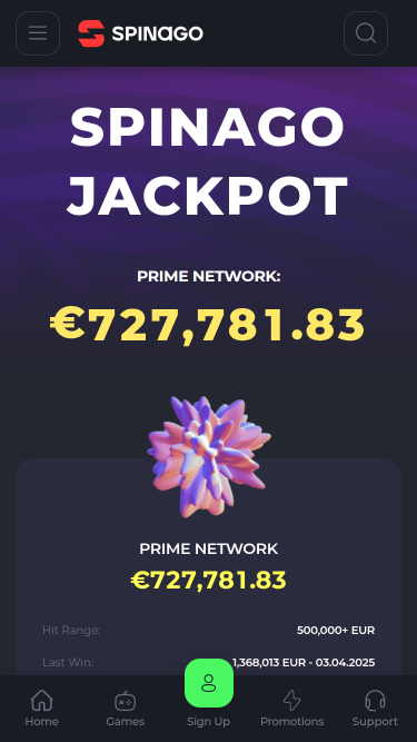 Jackpot mobile de Spinago Casino