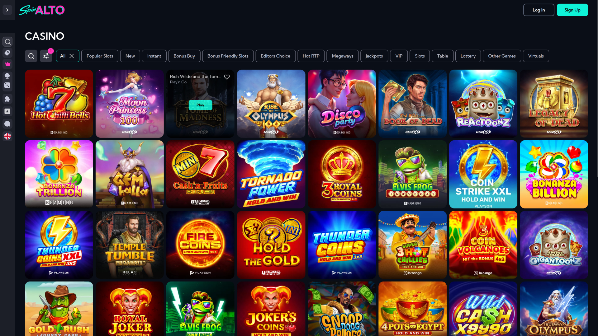 Jeux de casino Spinalto pour ordinateur