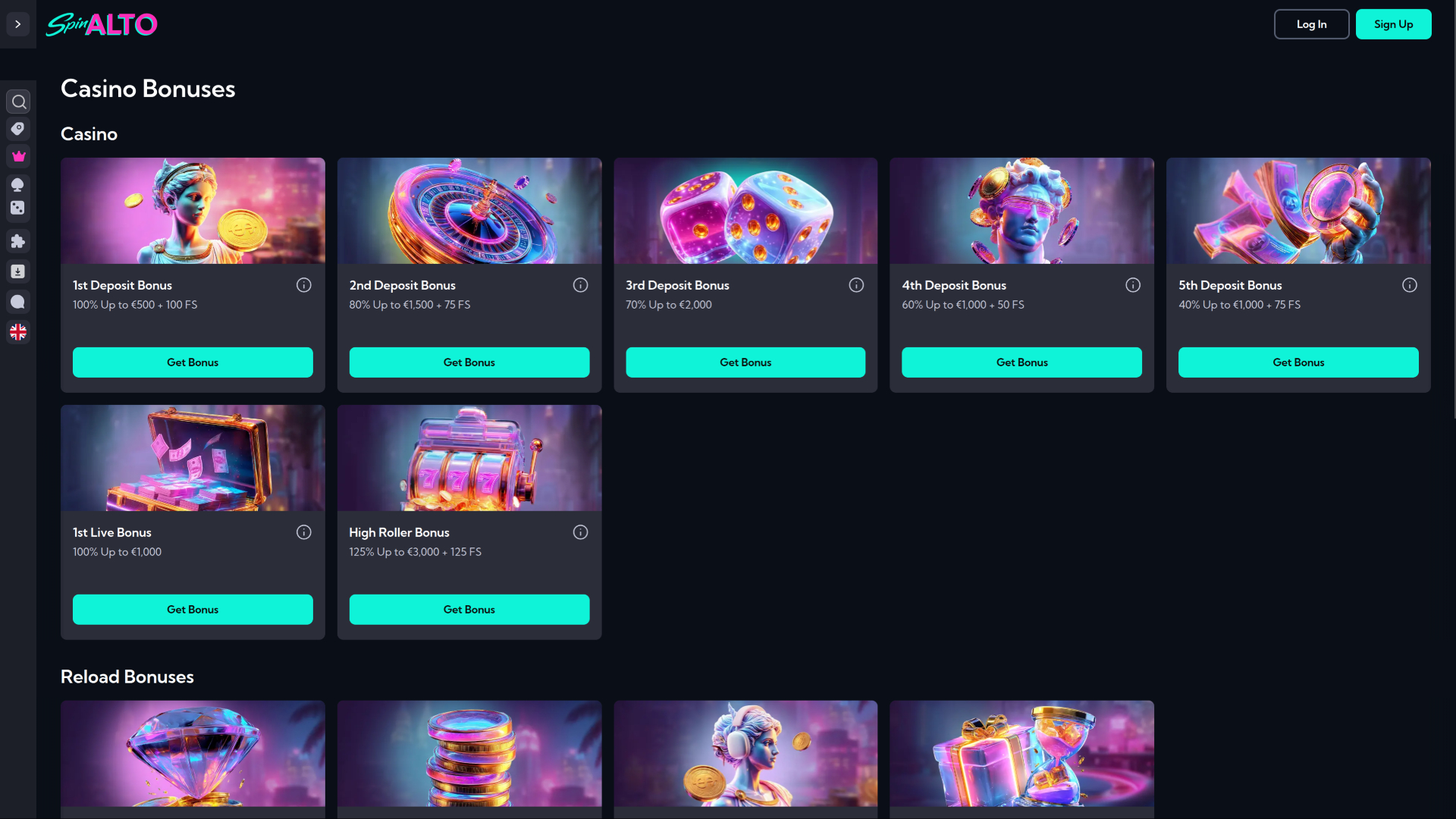 Promotions Spinalto Casino sur ordinateur