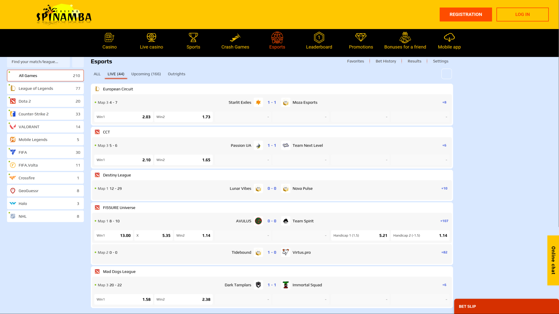 Esport de bureau de Spinamba Casino