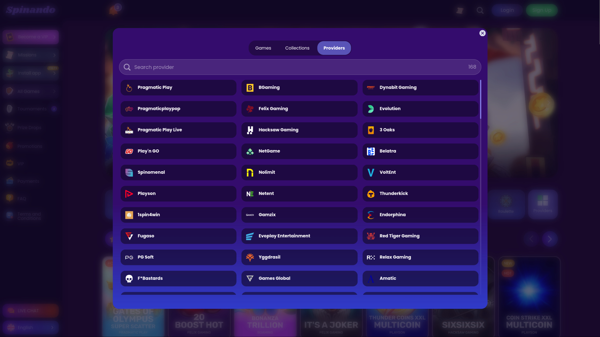 Spinando Casino Desktop Game Developers