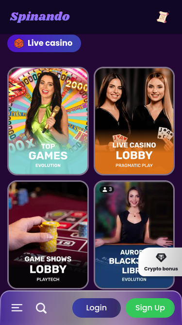 Spinando Casino Mobile Live Dealer