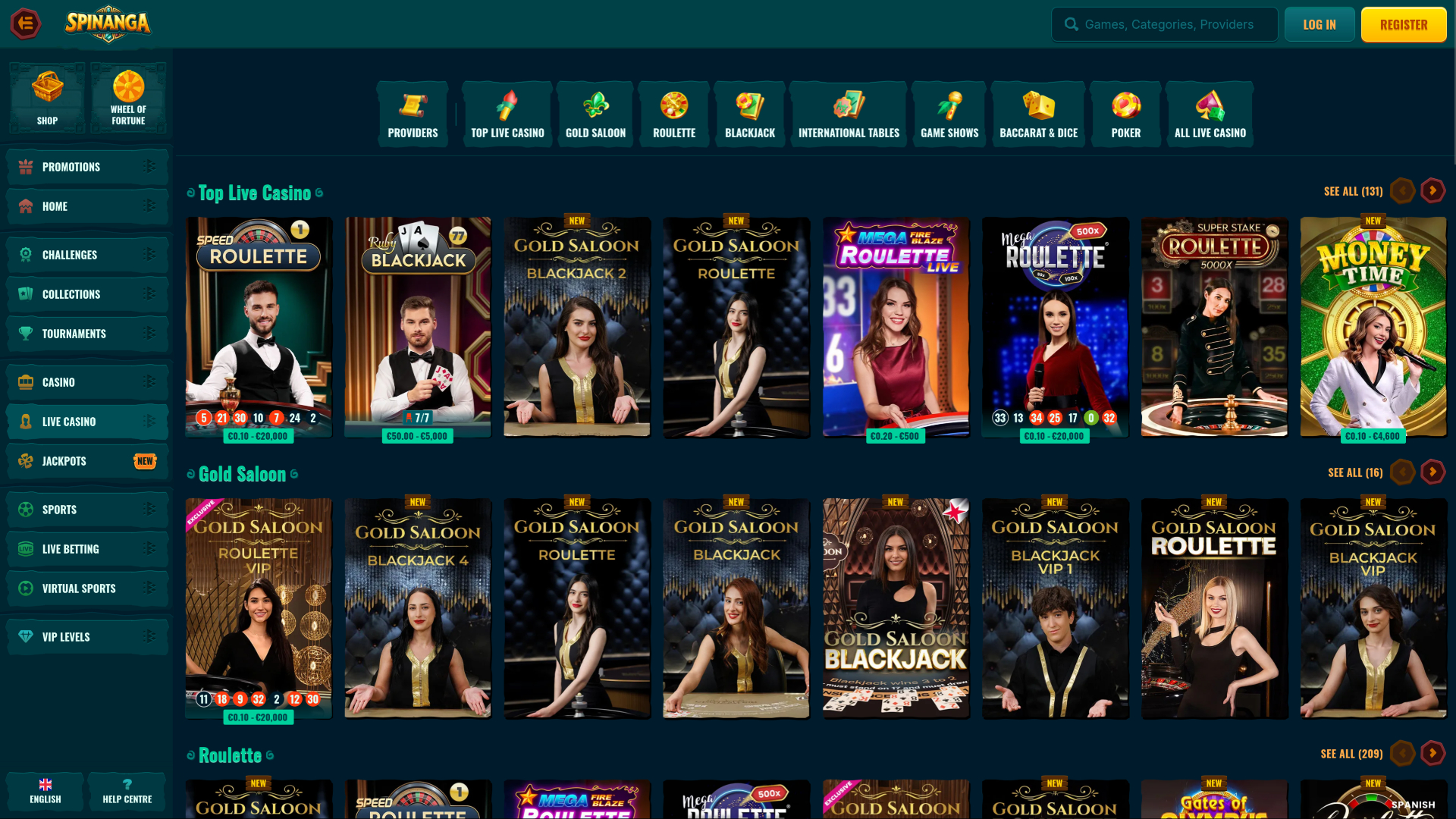 Живой дилер на ПК в Spinanga Casino