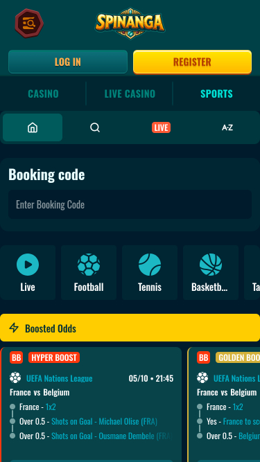 Спорт на мобильном устройстве в Spinanga Casino