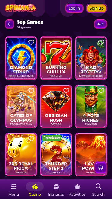 Мобильные игры казино Spinania