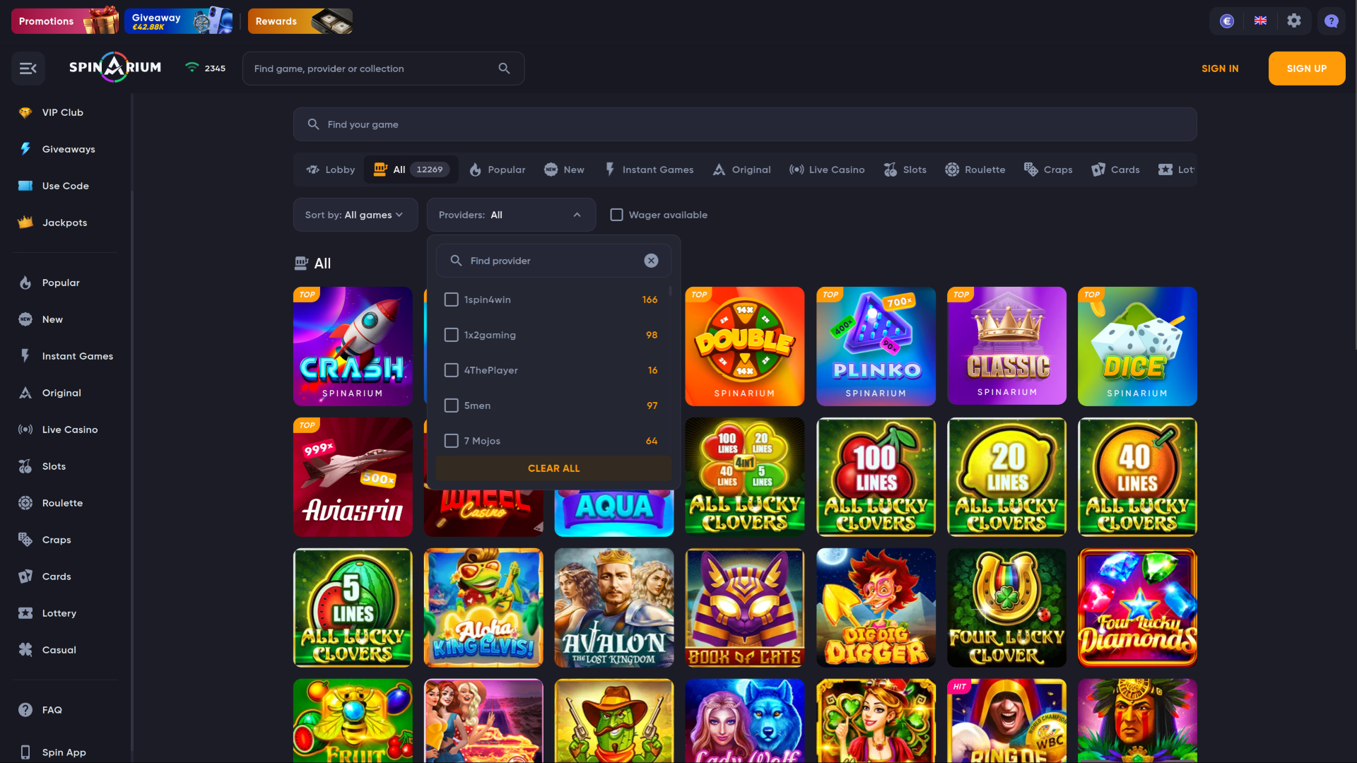 Desarrolladores de juegos de escritorio de Spinarium Casino