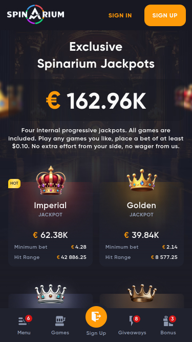 Bote móvil de Spinarium Casino