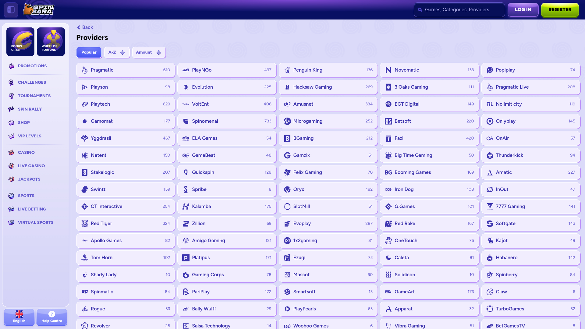 Développeurs du jeu de casino Spinbara pour ordinateur
