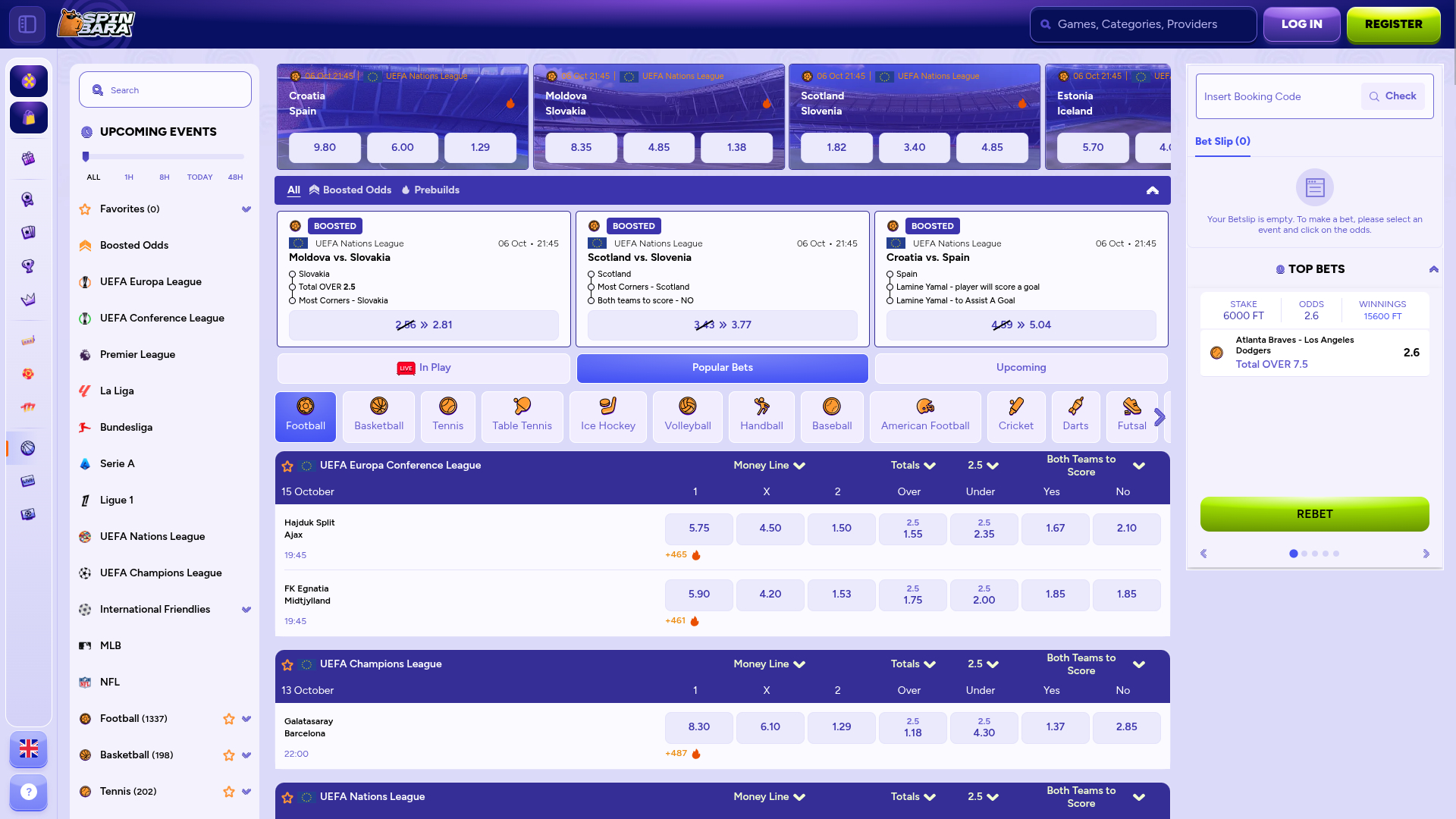 Deportes de escritorio de Spinbara Casino