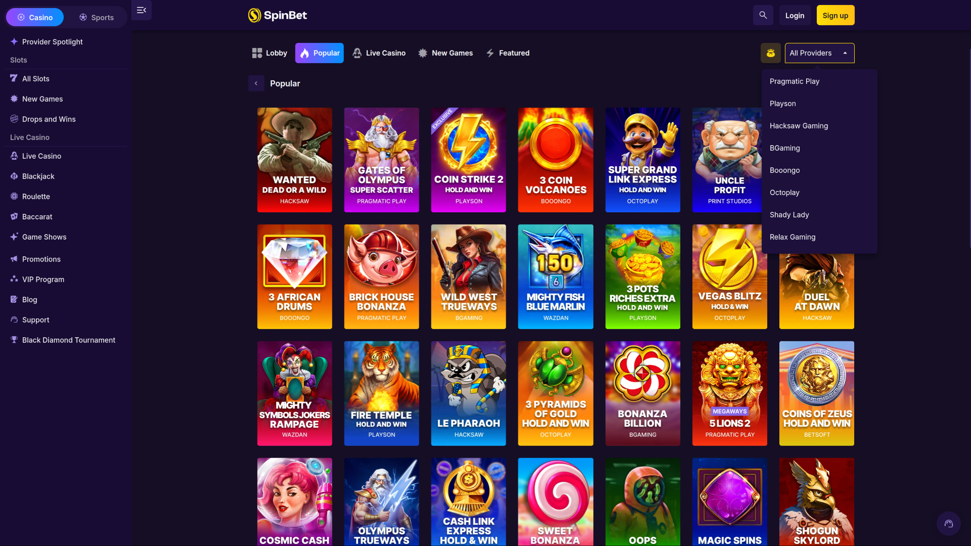Разработчики игр Spinbet Casino для компьютера