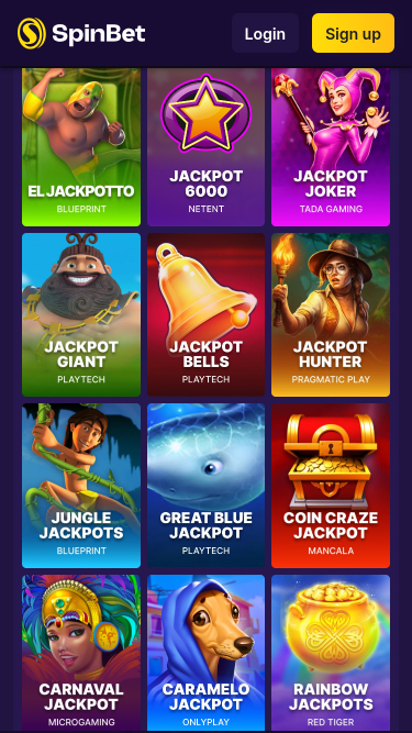 Мобильный джекпот Spinbet Casino