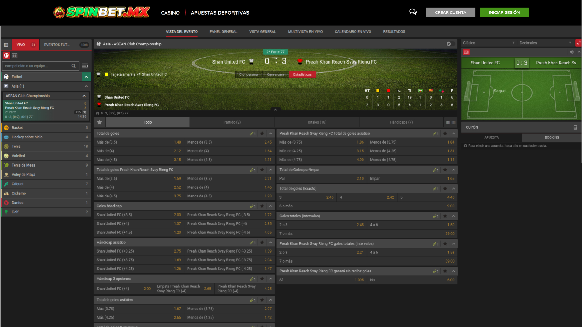 Sport Spinbet per desktop