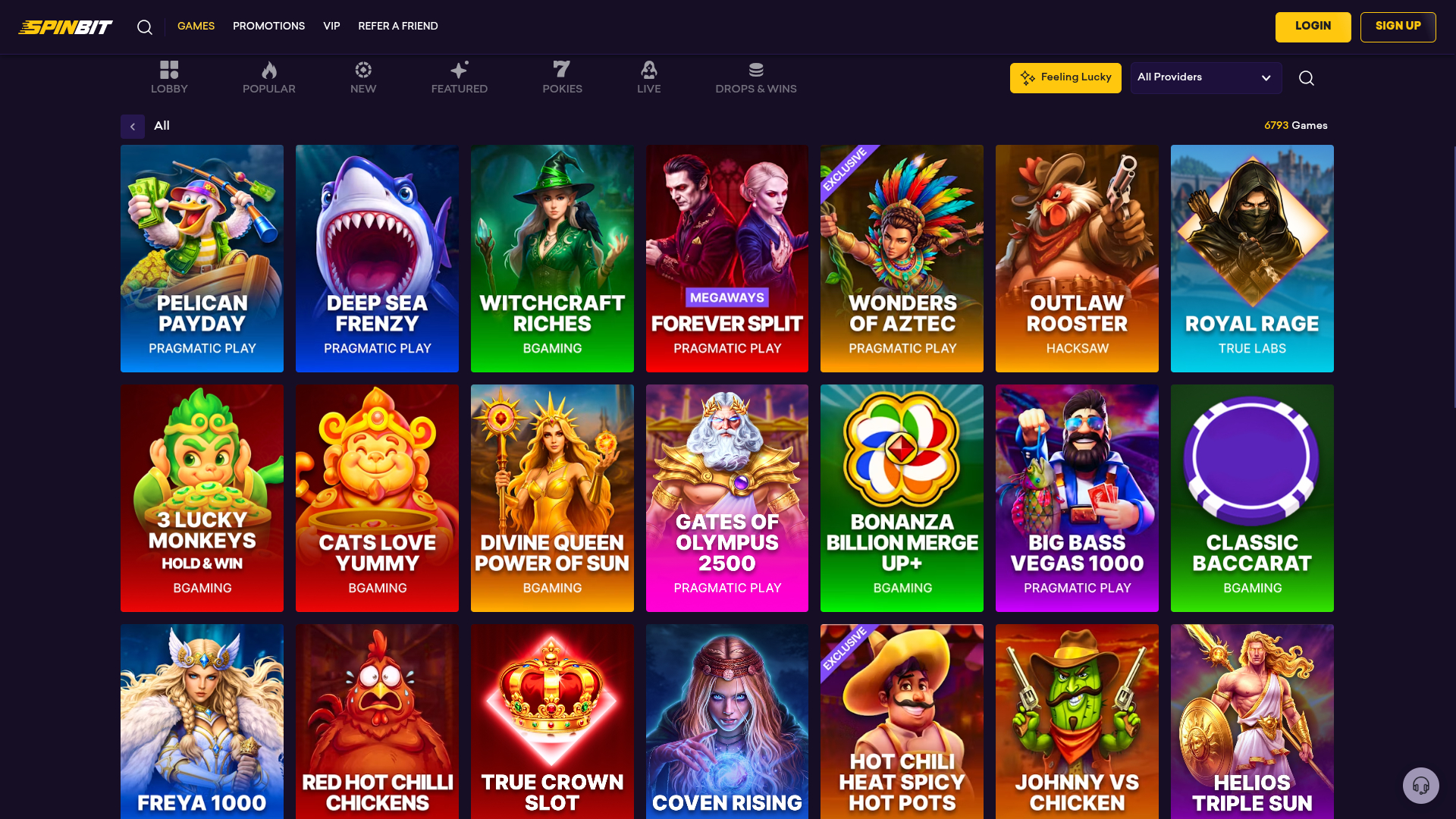 SpinBit Casino Desktop Games