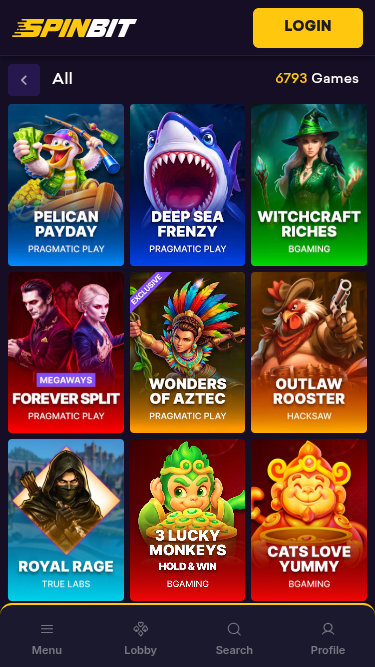 SpinBit Casino Mobile Games