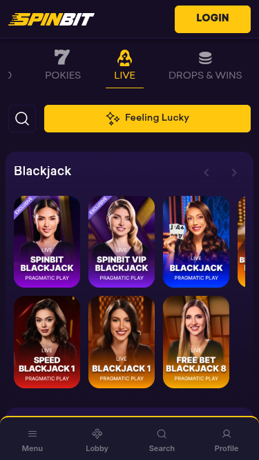 SpinBit Casino Mobile Live Dealer