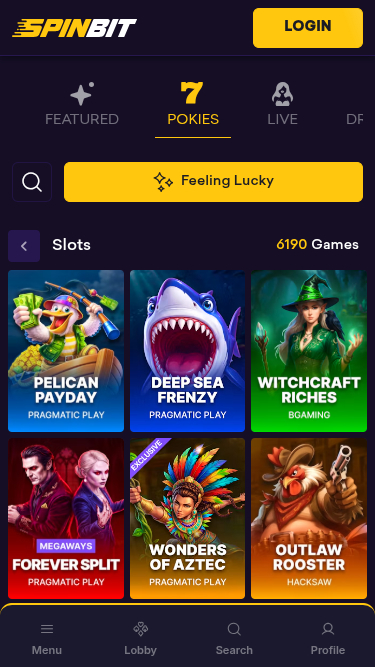 SpinBit Casino Mobile Pokies
