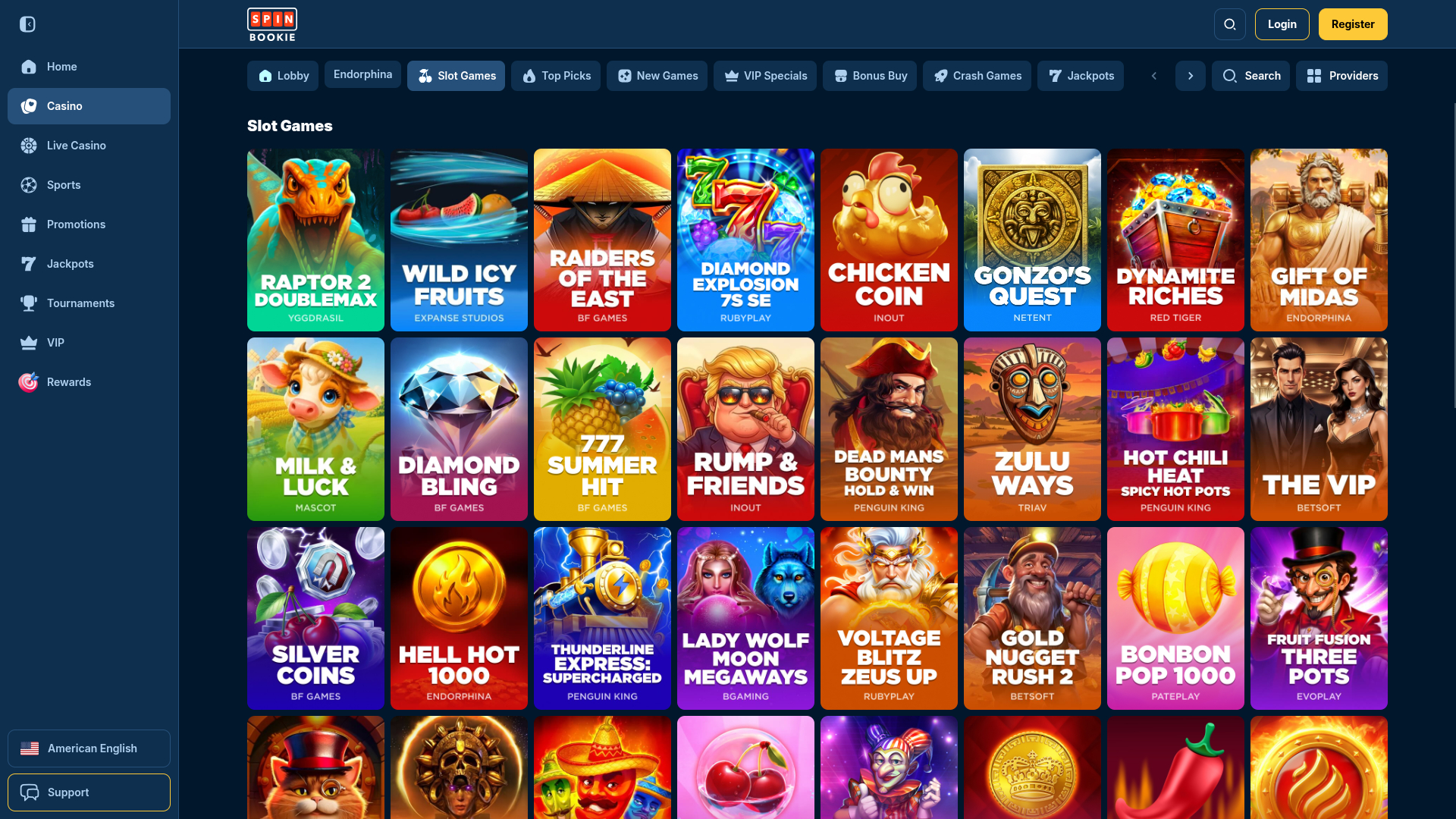 Игры для ПК в казино Spinbookie