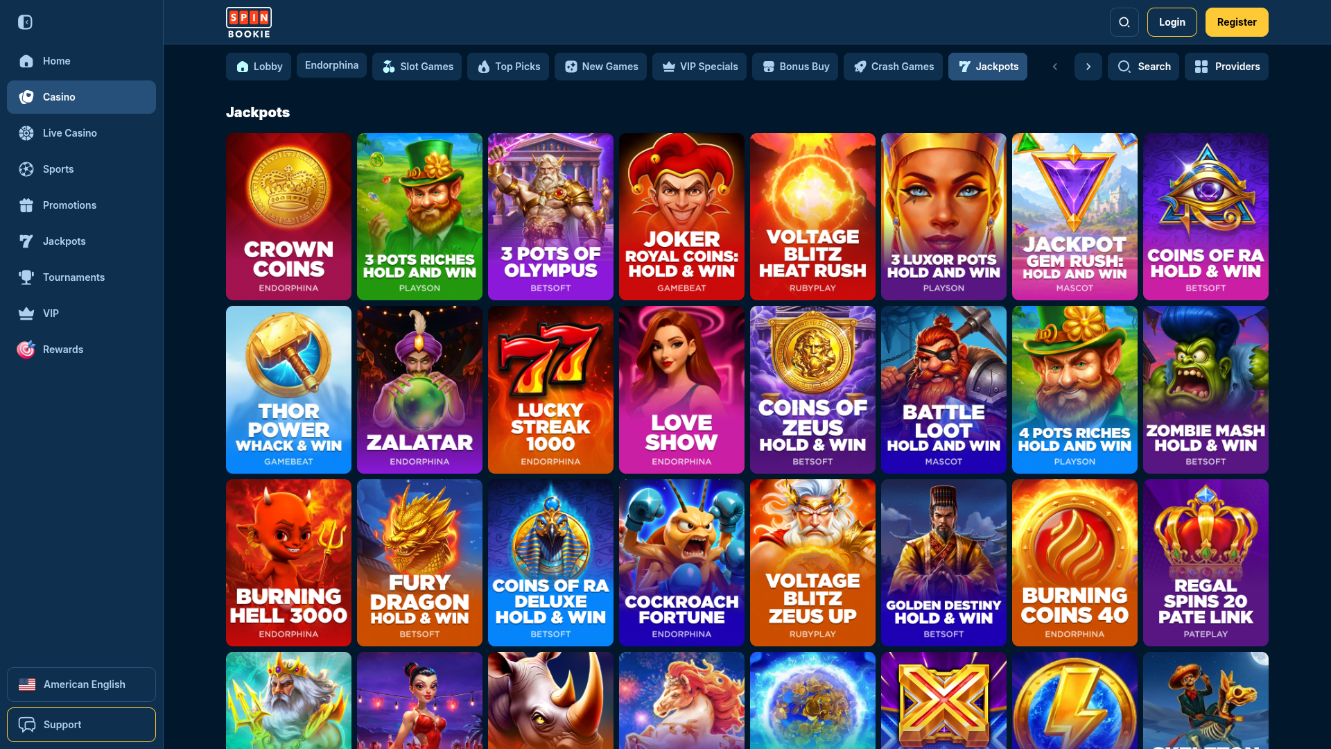 Джекпот на ПК в Spinbookie Casino