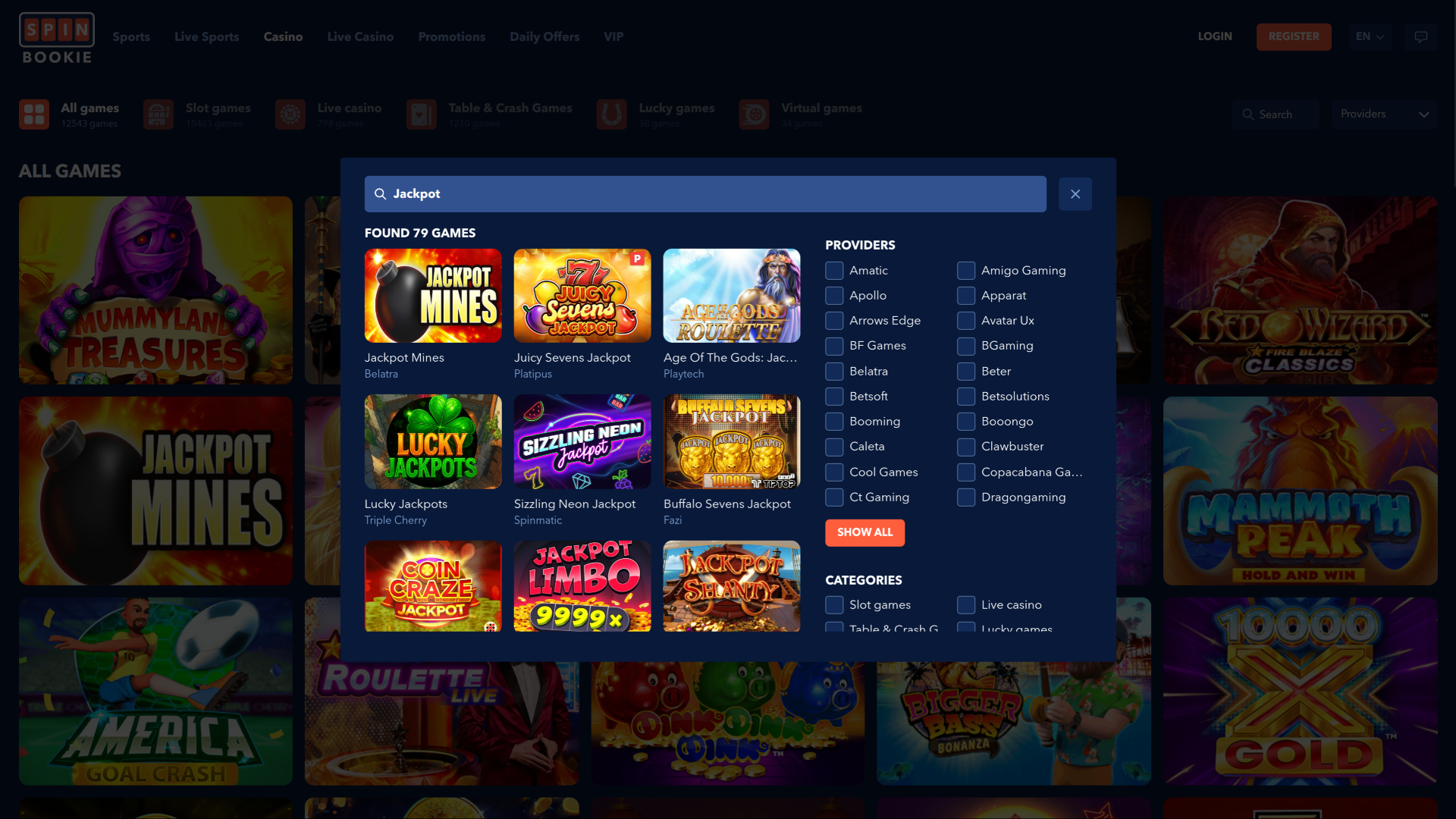 Bote de escritorio de Spinbookie Casino