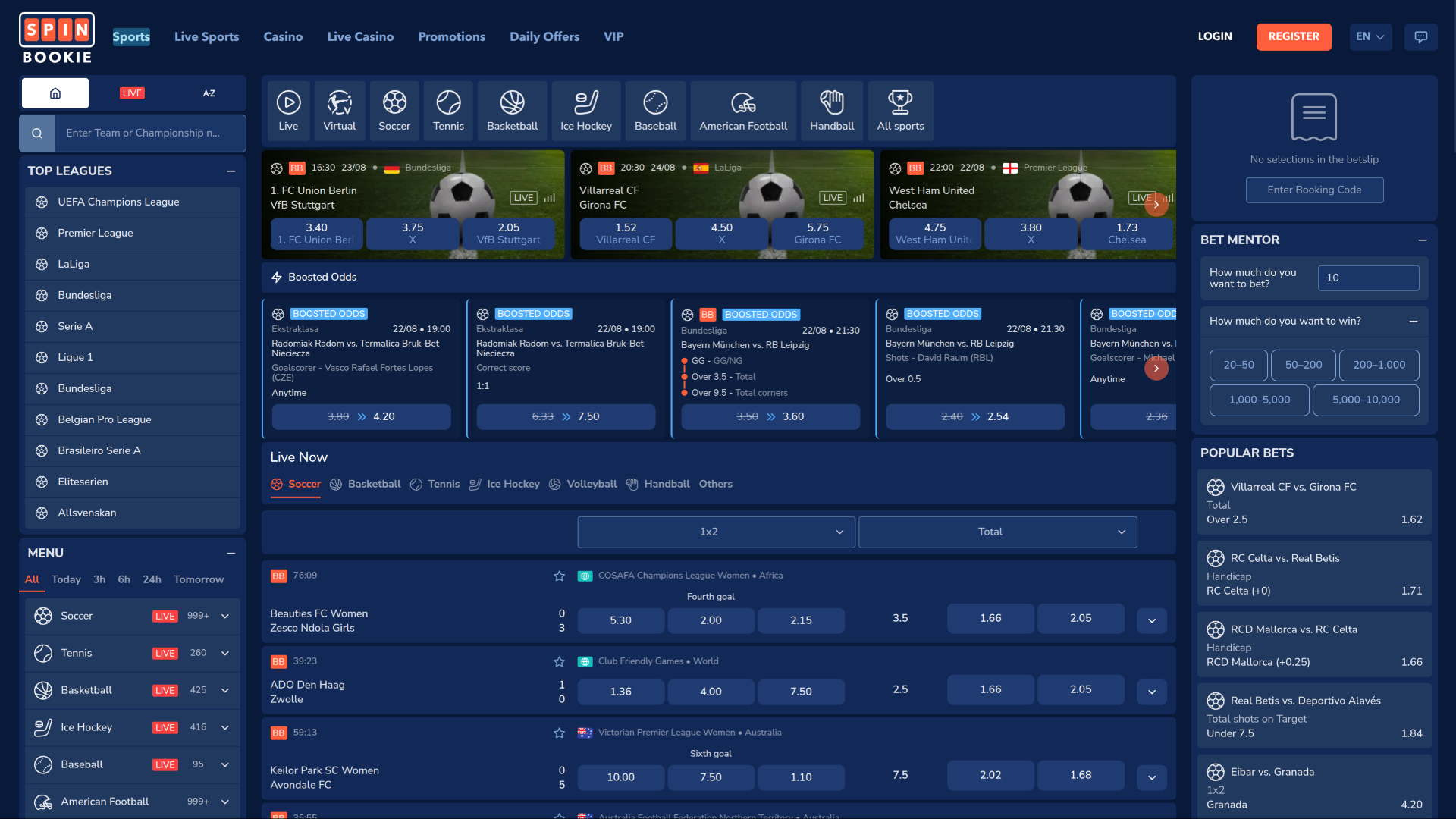 Deportes de escritorio de Spinbookie Casino