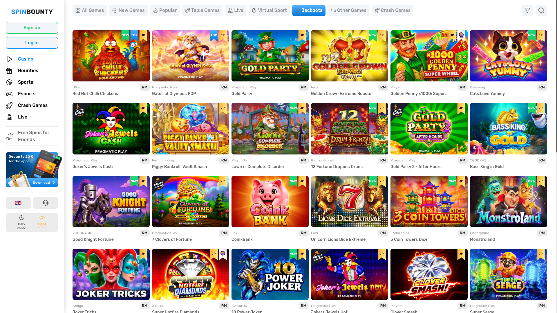 Jackpot de bureau du casino SpinBounty