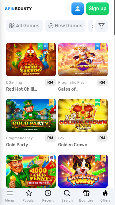 Jackpot mobile du casino SpinBounty
