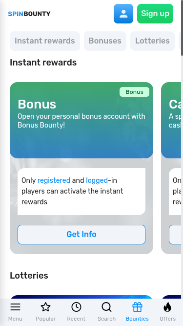 Promotions mobiles du casino SpinBounty